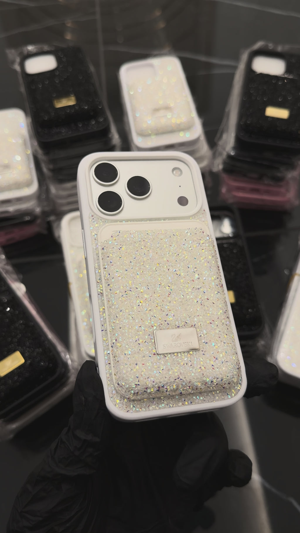 Swarovski Case + MagSafe Card Holder – White