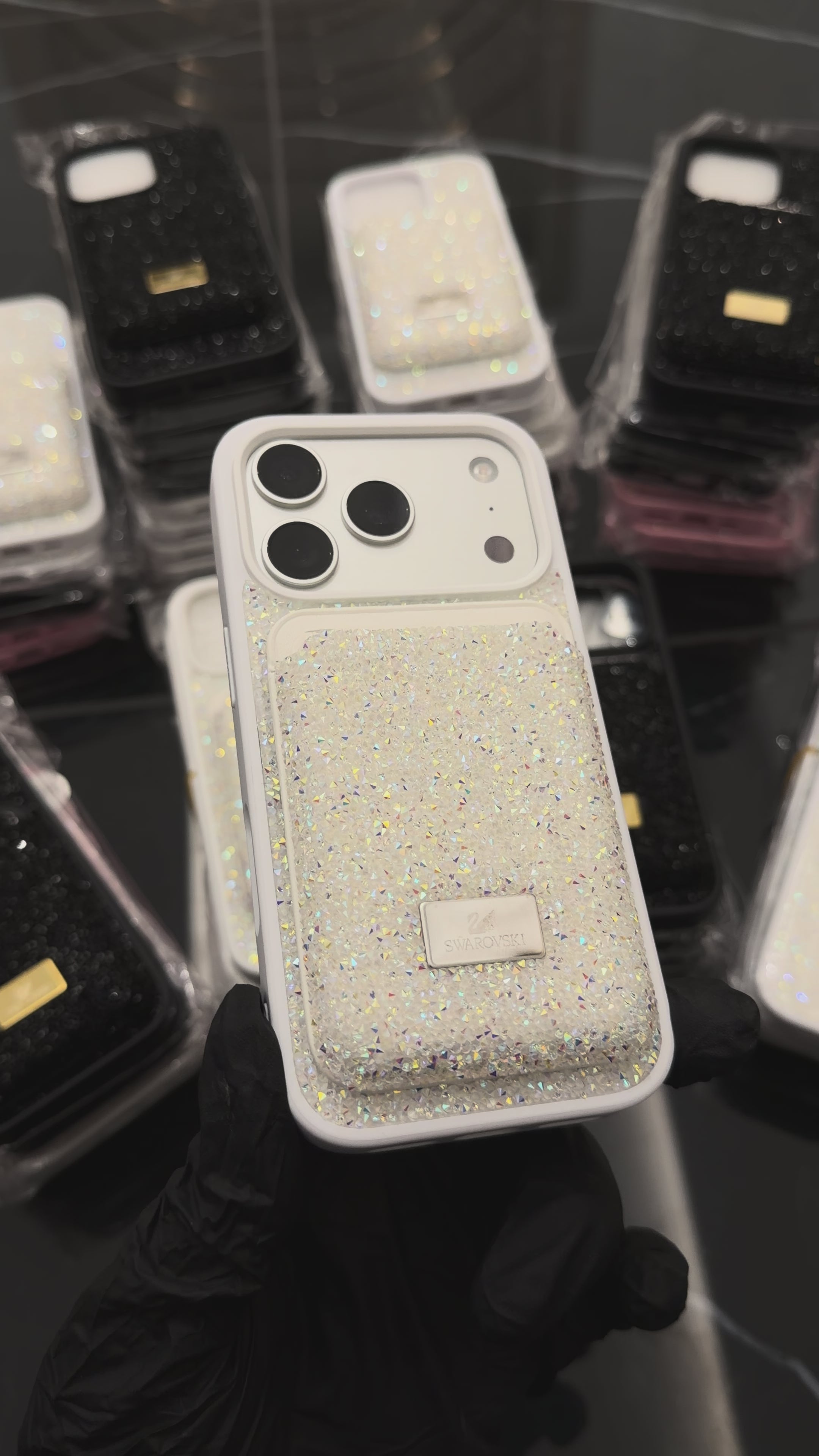 Swarovski Case + MagSafe Card Holder – White
