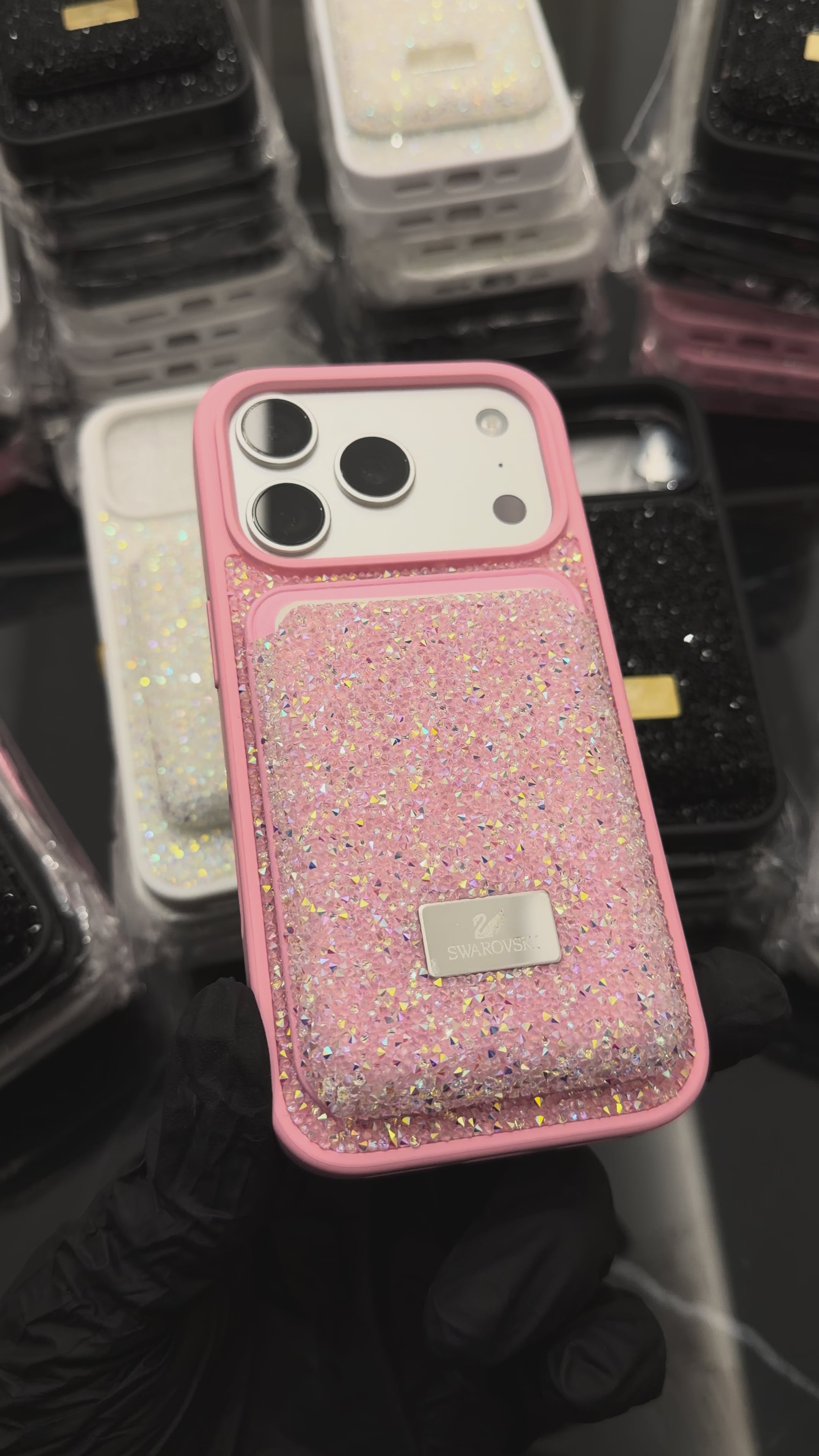 Swarovski Case + MagSafe Card Holder – Baby Pink