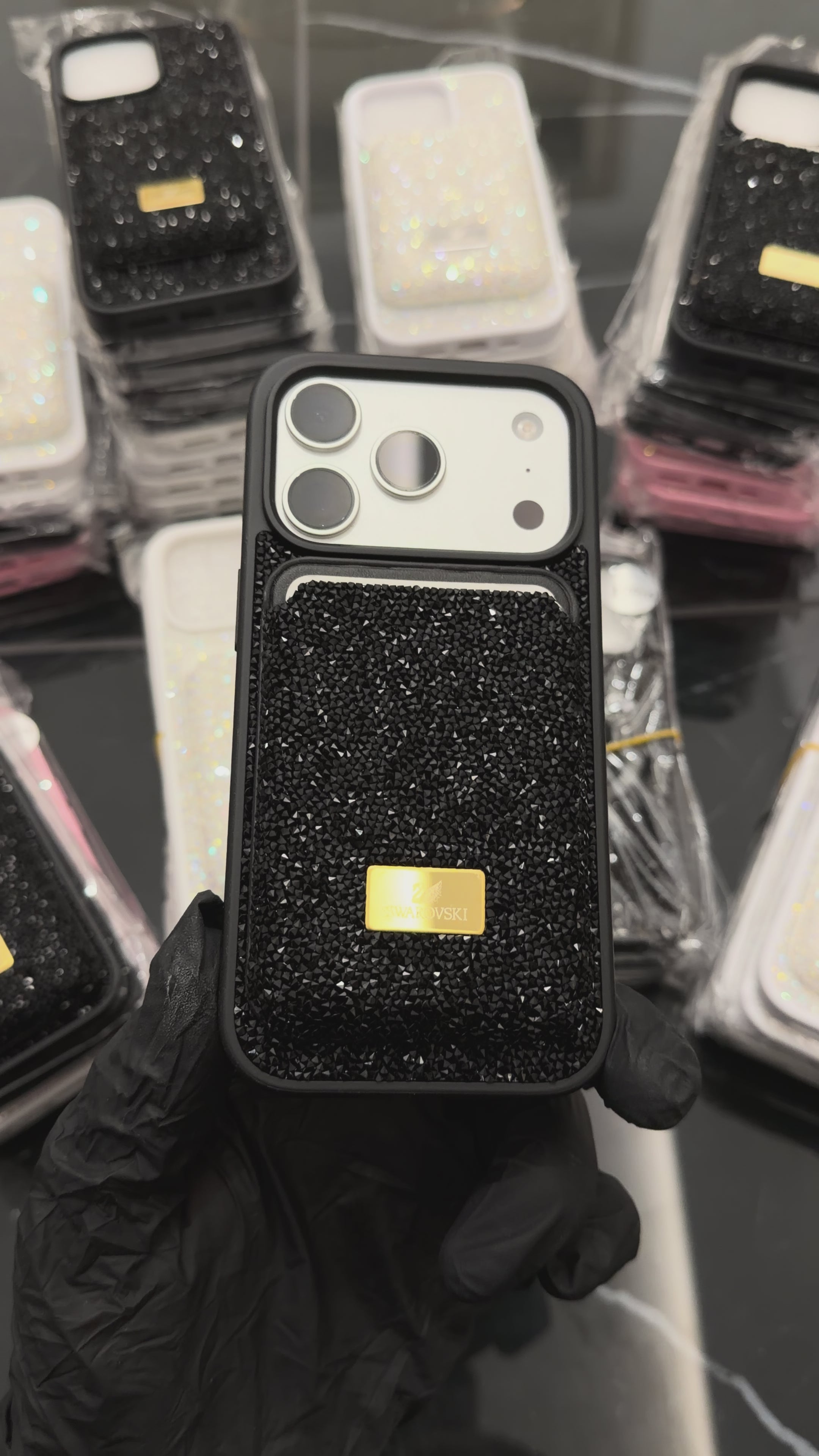 Swarovski Case + MagSafe Card Holder – Black